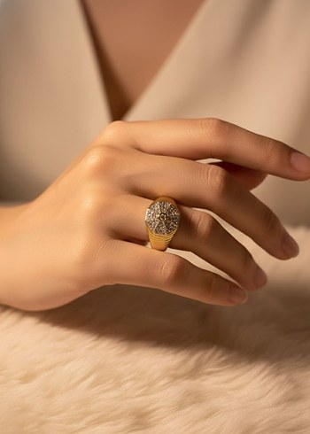 Işıltılı Altın Kadın Yüzük - Görsel 2