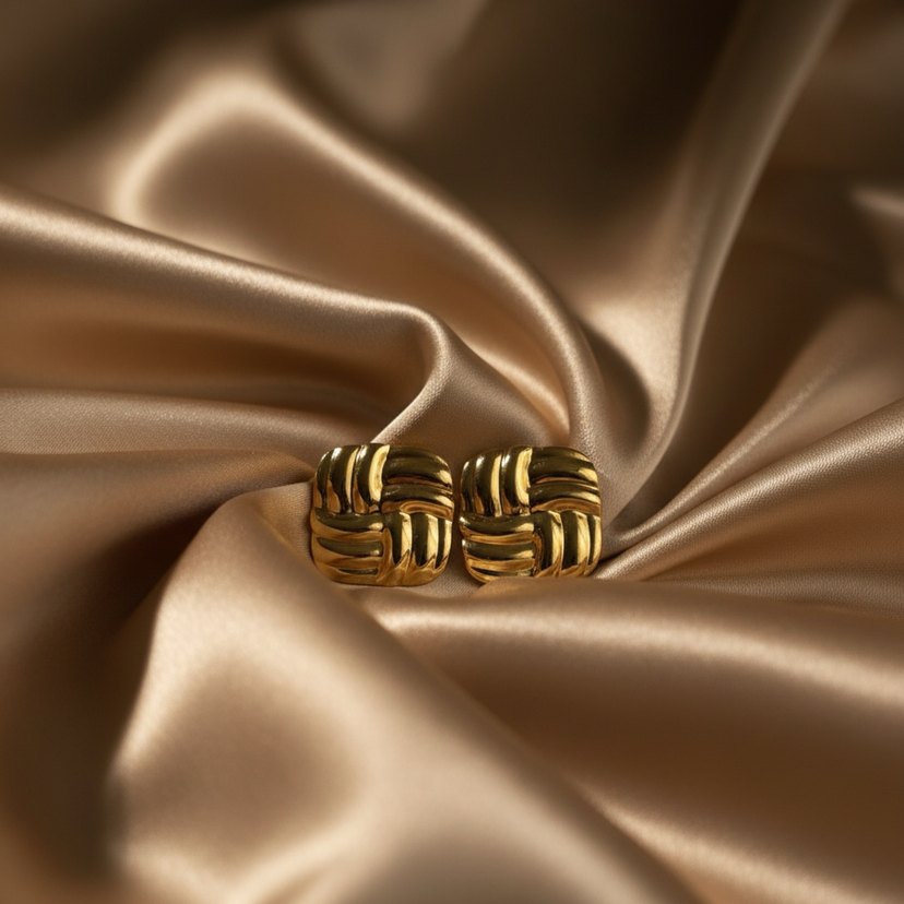 Altın Renkli Pilili Midi Küpe - Görsel 2