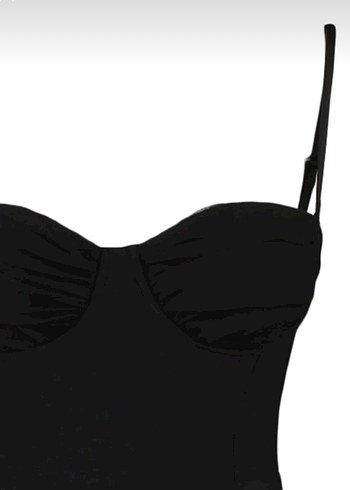 Siyah İnce Askılı Midi Elbise - Görsel 3