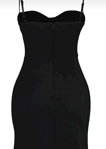 Siyah İnce Askılı Midi Elbise - Görsel 5