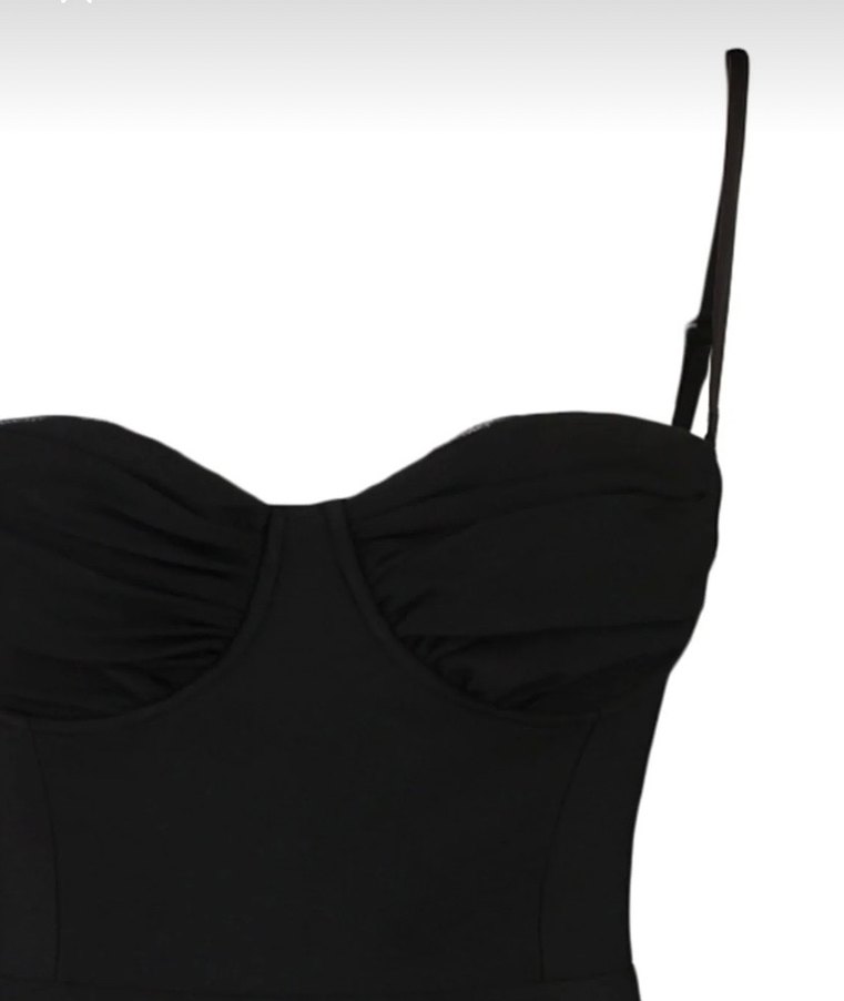 Siyah İnce Askılı Midi Elbise - Görsel 3