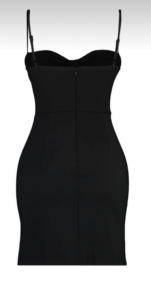 Siyah İnce Askılı Midi Elbise - Görsel 5