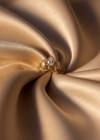 Altın Renkli Desenli Kadın Yüzük - Görsel 2