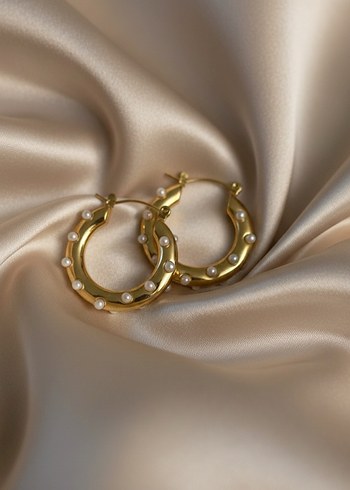 Altın Renkli Boncuklu Midi Küpe - Görsel 2