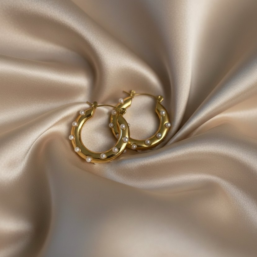 Altın Renkli Boncuklu Midi Küpe - Görsel 2