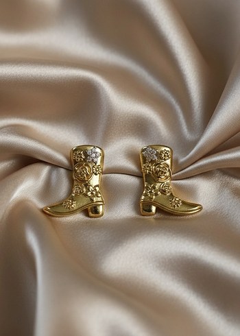 Altın Rengi Kovboy Botu Küpe - Görsel 2