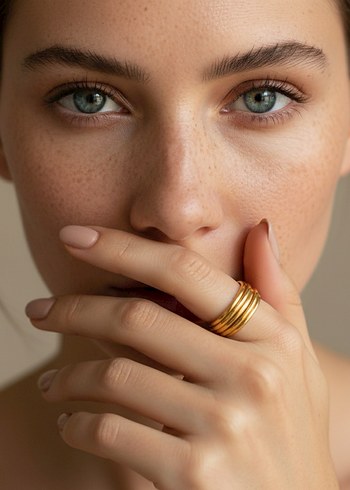 Parlak Altın Kadın Yüzük - Görsel 3