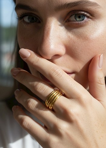 Parlak Altın Kadın Yüzük - Görsel 2