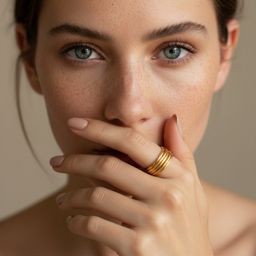 Parlak Altın Kadın Yüzük - Görsel 3