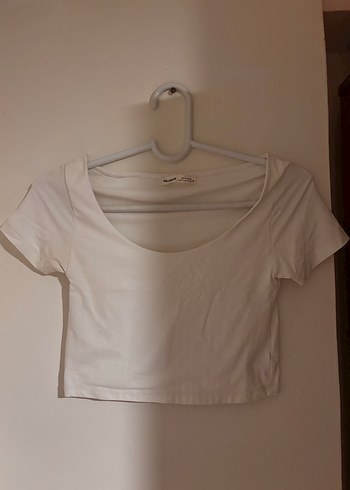 Beyaz Kadın Kısa Crop Top