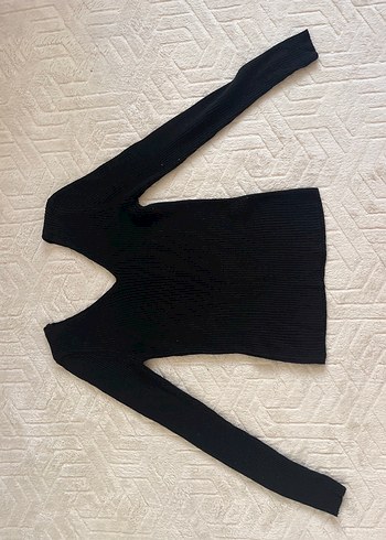 Siyah V Yaka İnce Triko Kadın Kazak - Görsel 4