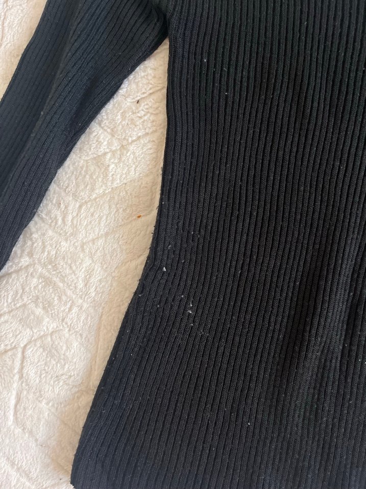 Siyah V Yaka İnce Triko Kadın Kazak - Görsel 2