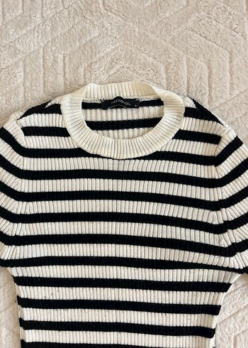 Çizgili, Uzun Kollu, İnce Kesim Kadın Triko - Görsel 2