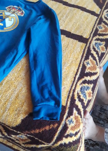 11-12 Yaş Beden Mavi Kadın Sweatshirt, Uzun Kollu, Rahat Kesim