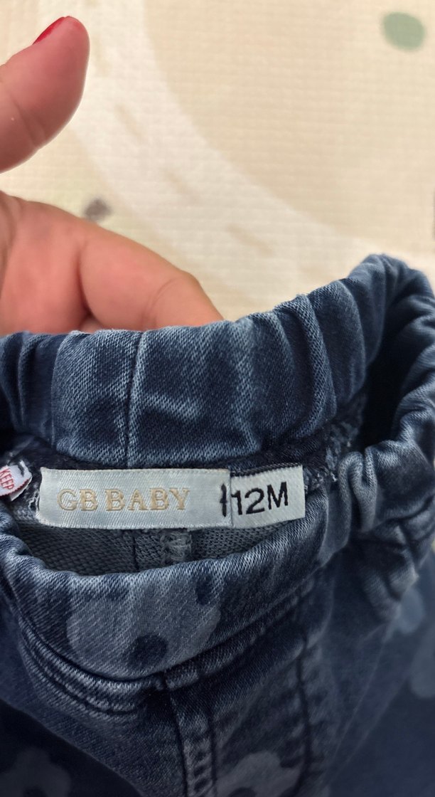 BG marka, 
Kız Çocuk Mavi Çiçek Desenli Denim Pantolon - Görsel 3