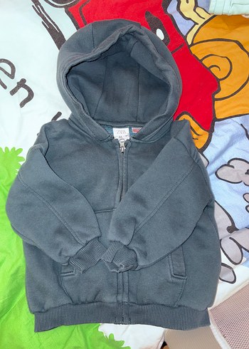 Zara Erkek Çocuk koyu yeşil Fermuarlı Sweatshirt - Görsel 2