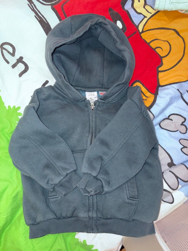 Zara Erkek Çocuk koyu yeşil Fermuarlı Sweatshirt - Görsel 2