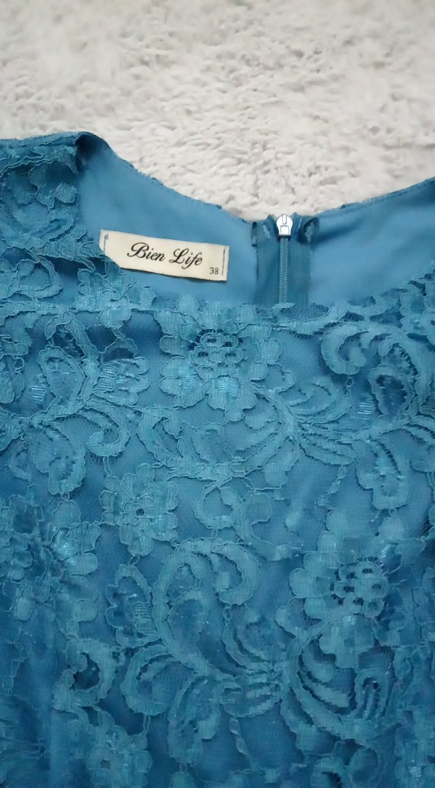 Kız Çocuk Mavi Dantel Elbise - Görsel 2