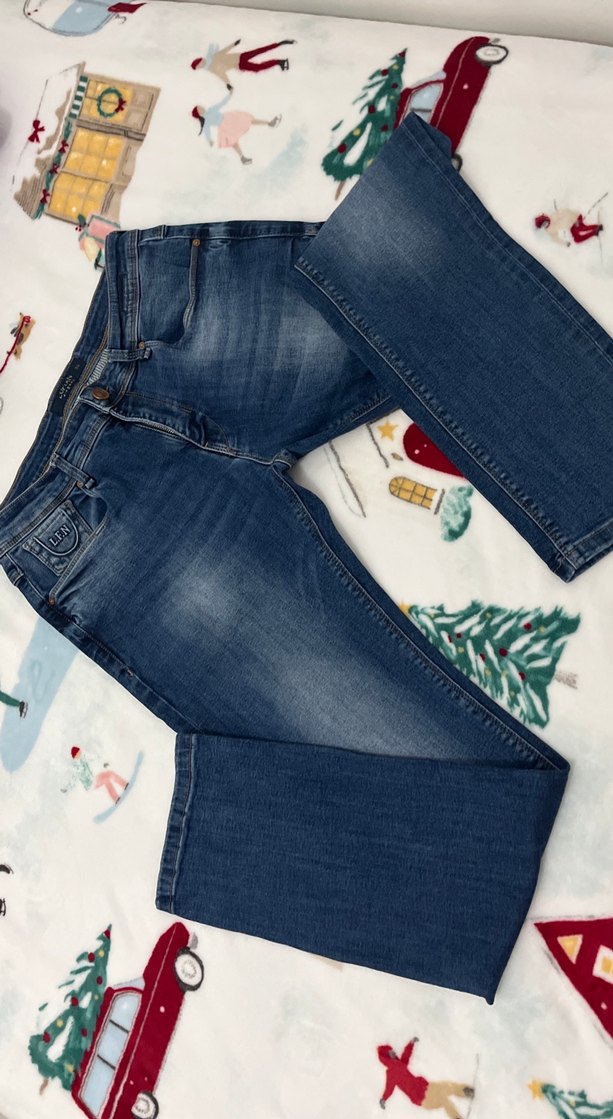 Erkek Mavi Denim Düğmeli Regular Fit Kot Pantolon - Görsel 3