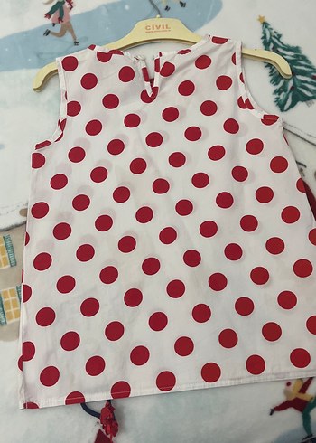 Kırmızı Puantiyeli Kız Çocuk tunik - Görsel 2
