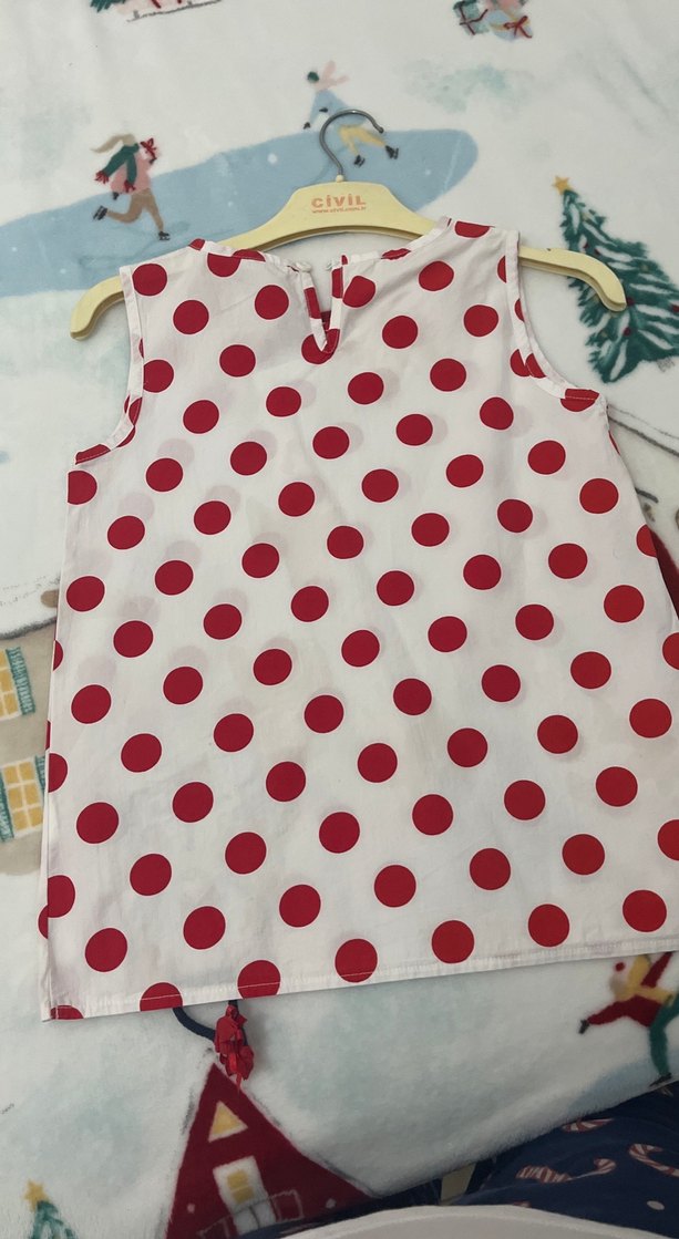 Kırmızı Puantiyeli Kız Çocuk tunik - Görsel 2
