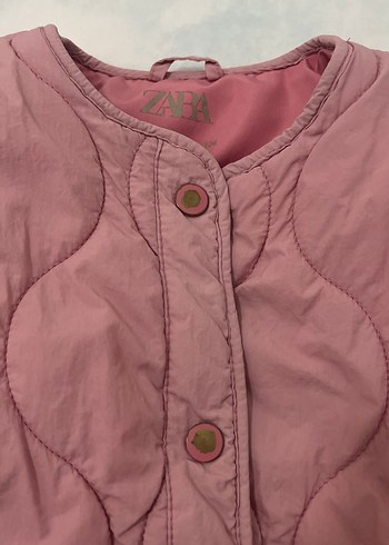 Düğmeli Pembe Kız Montu - Görsel 2