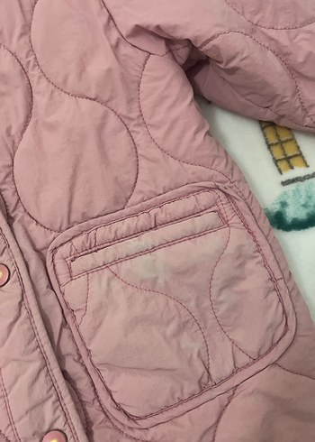 Düğmeli Pembe Kız Montu - Görsel 3