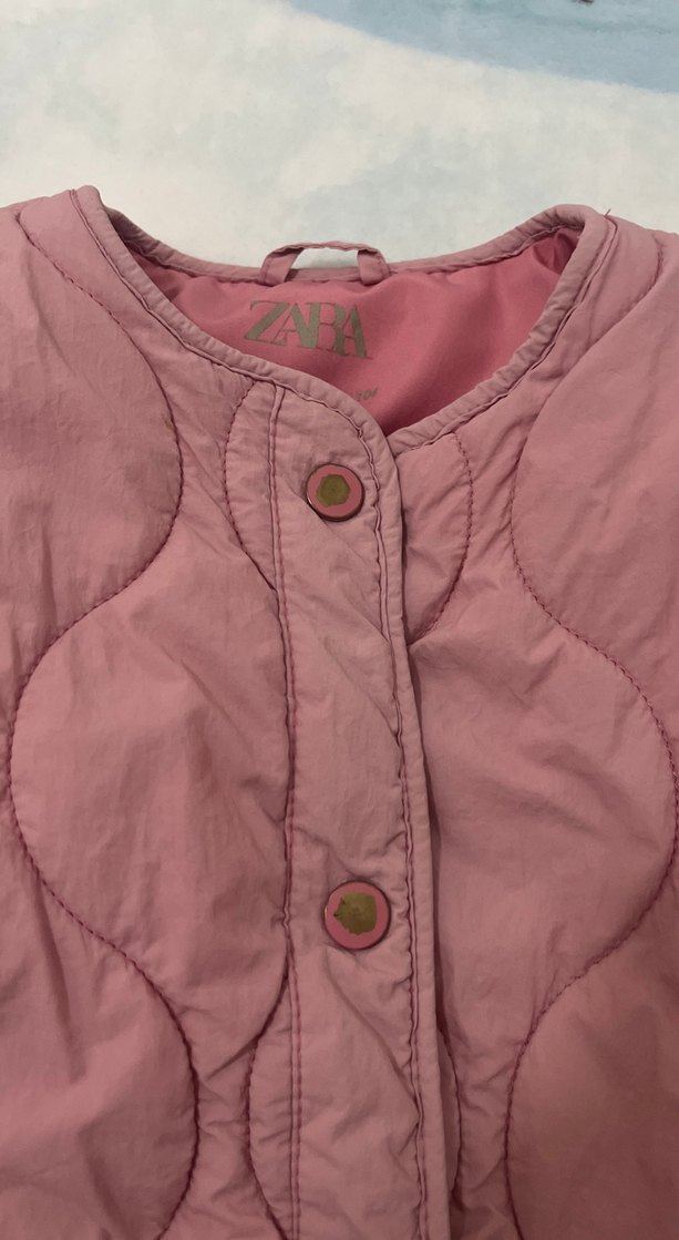 Düğmeli Pembe Kız Montu - Görsel 2