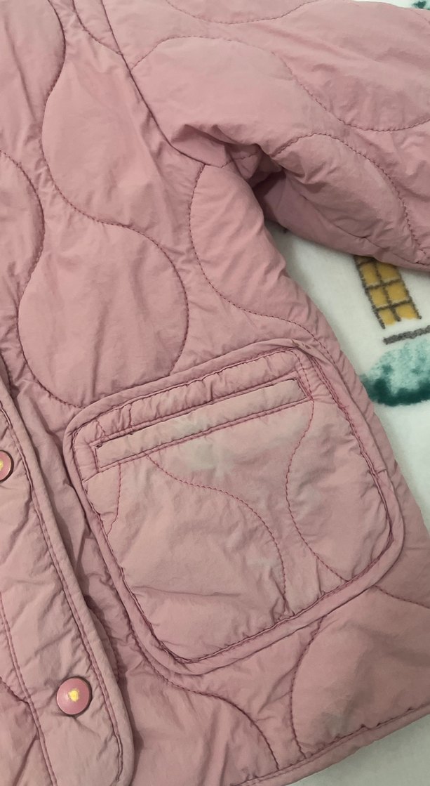 Düğmeli Pembe Kız Montu - Görsel 3