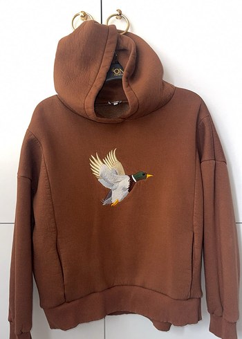 Kahverengi Nakışlı Kadın Sweatshirt