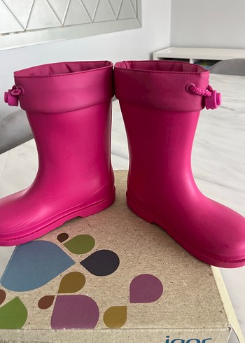 30 Beden pembe Renk Kız Çocuk Pembe Lastik Çizme Velcro