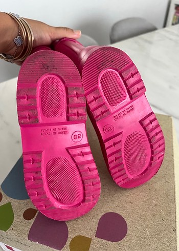 30 Beden Kız Çocuk Pembe Lastik Çizme Velcro