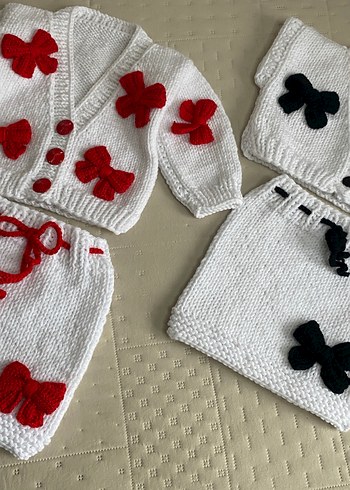 Kız Çocuk Nakışlı Triko Hırka ve Etek Takımı - Görsel 2