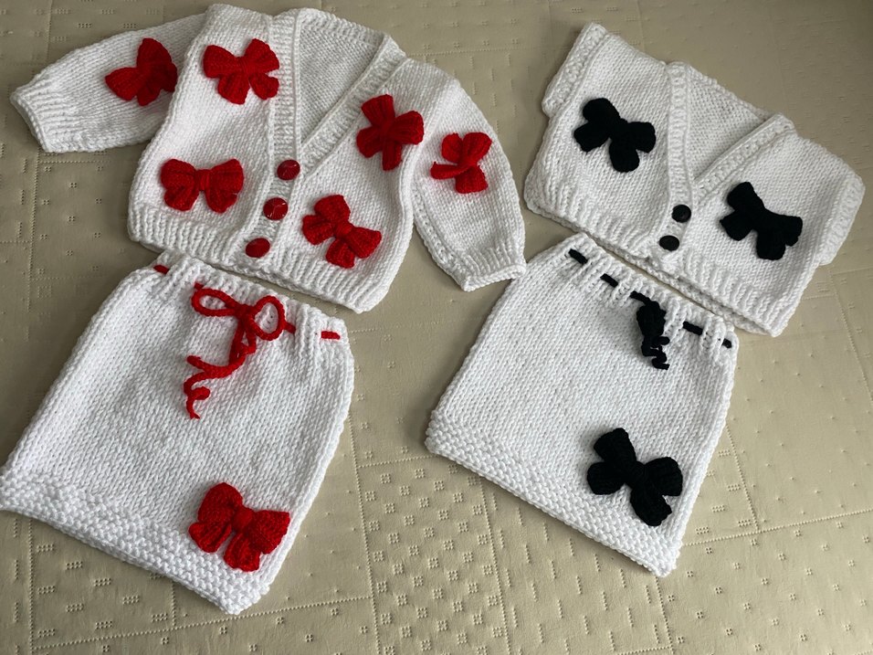 Kız Çocuk Nakışlı Triko Hırka ve Etek Takımı - Görsel 2