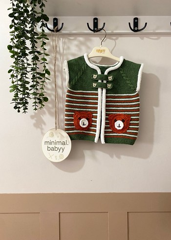 Erkek Çocuk Triko Yeşil Desenli Yelek - Görsel 2