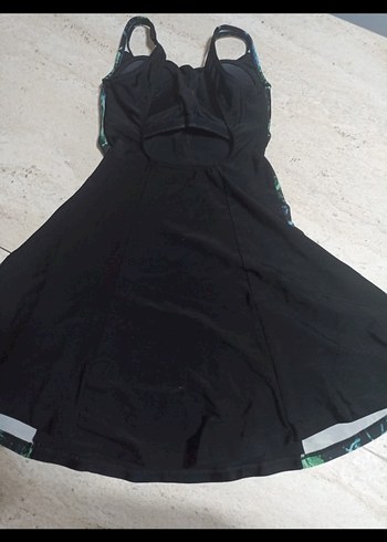 Siyah Bağlama Desenli Uzun Kadın Mayo - Görsel 2