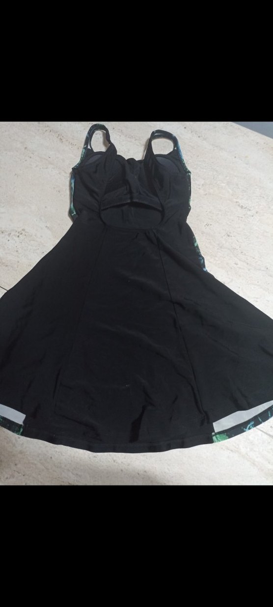 Siyah Bağlama Desenli Uzun Kadın Mayo - Görsel 2