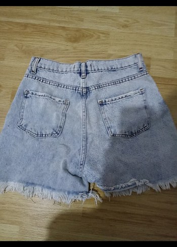 Kadın Açık Mavi Salaş Mini Denim Şort - Görsel 3