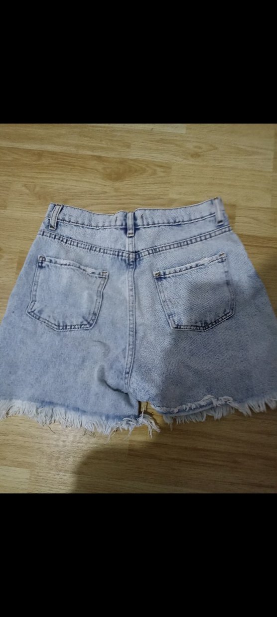 Kadın Açık Mavi Salaş Mini Denim Şort - Görsel 3