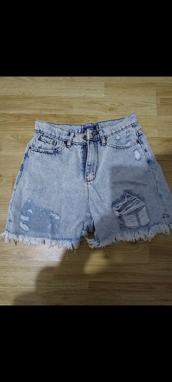 Kadın Açık Mavi Salaş Mini Denim Şort - Görsel 2