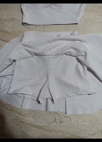 Beyaz Mini Spor Etek - Rahat Kesim - Görsel 4