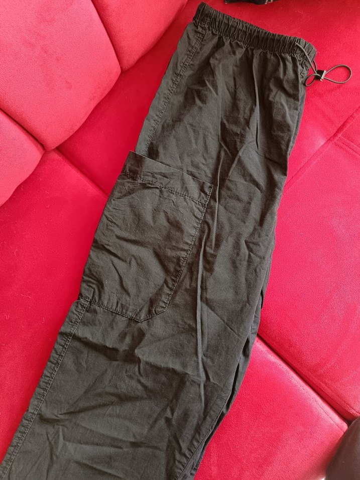 koton Siyah ligrarli paraşüt pantolon - Görsel 3