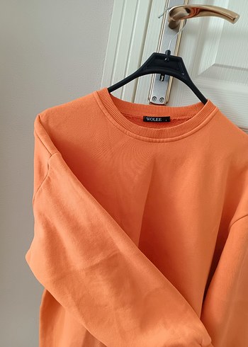 Turuncu Kadın Sweatshirt, Salaş, Bisiklet Yaka - Görsel 3