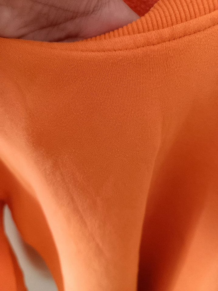 Turuncu Kadın Sweatshirt, Salaş, Bisiklet Yaka - Görsel 4