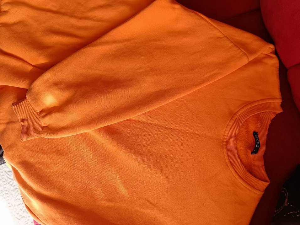 Turuncu Kadın Sweatshirt, Salaş, Bisiklet Yaka - Görsel 2