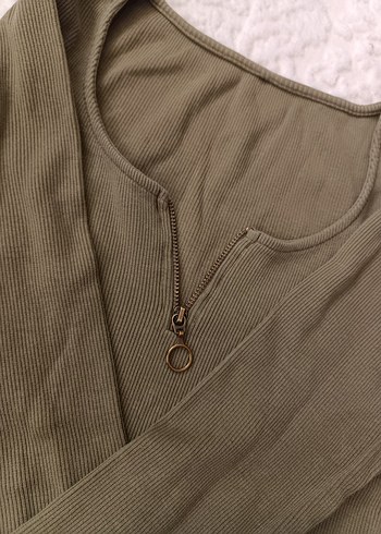 Bej V Yaka Uzun Kollu Kadın Triko - Görsel 2