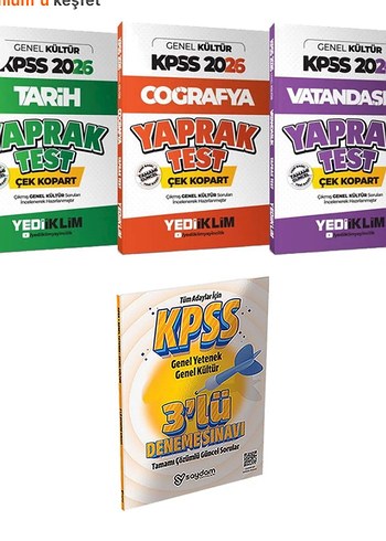 KPSS 2026 Genel Kültür Yaprak Test ve Deneme Sınavı Seti