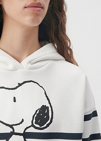 Mavi Jeans Mavi Orijinal Sweatshirt Snoopy Baskılı Beyaz Renk Sweatshirt 