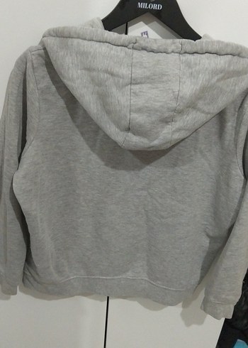 l Beden gri Renk Gri Fermuarlı Kadın Sweatshirt