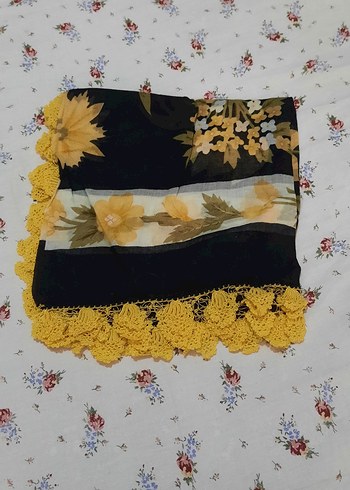 Diğer Sarı Fırfırlı Bohem El Örgü Kadın Yazma